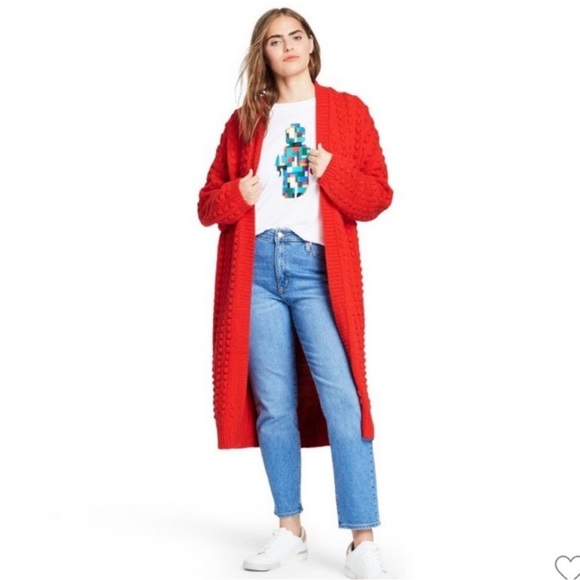 Lego X Target Red Women's Textured Open Front Cardigan Sweater - Picture 3 of 8